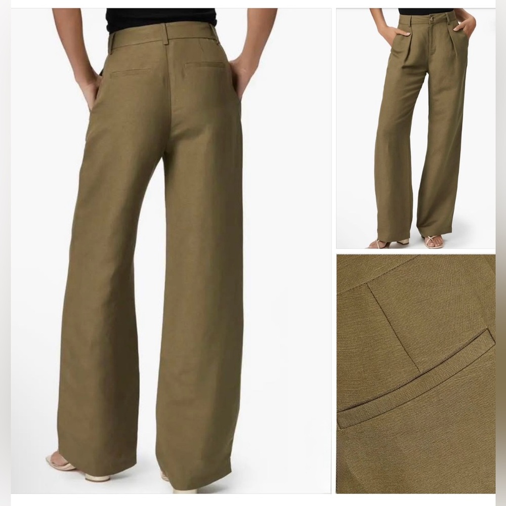 NWT! PAIGE  DALLAS High Waist Wide Leg Linen Blend Trousers